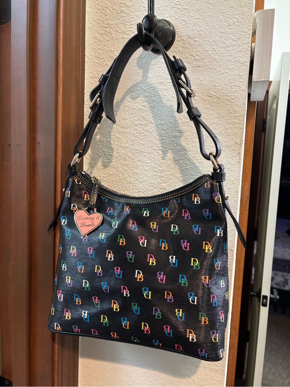 Dooney & Bourke Black Rainbow DB Logo Shoulder Bag
